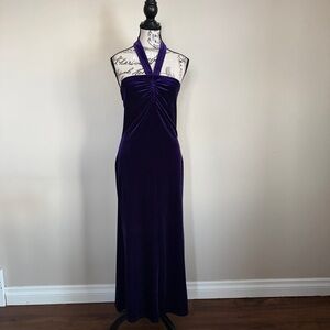 vintage Gunne Sax purple velvet halter neck formal dress | old money, bridesmaid